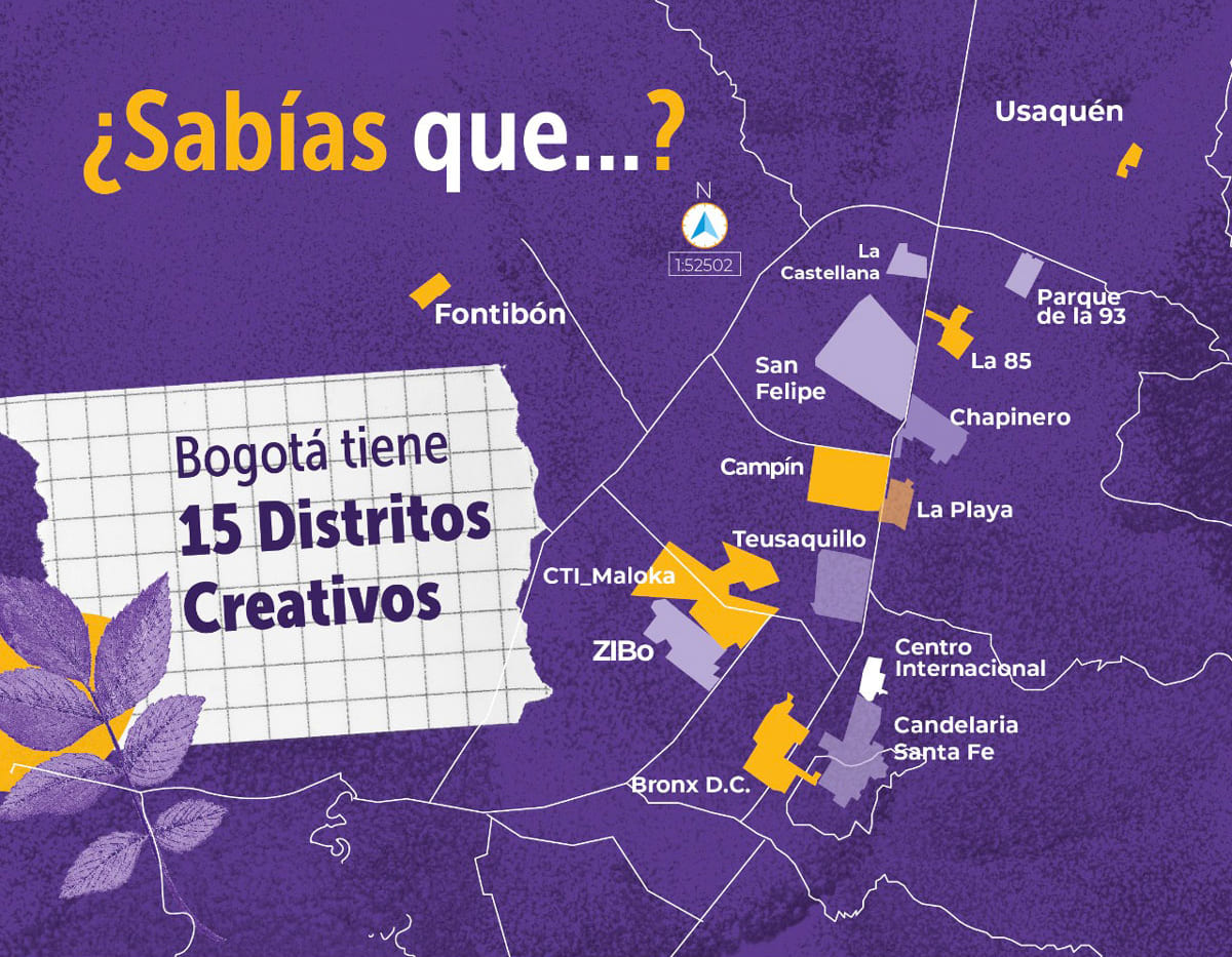 Mapa con la ubicación de los Distritos Creativos