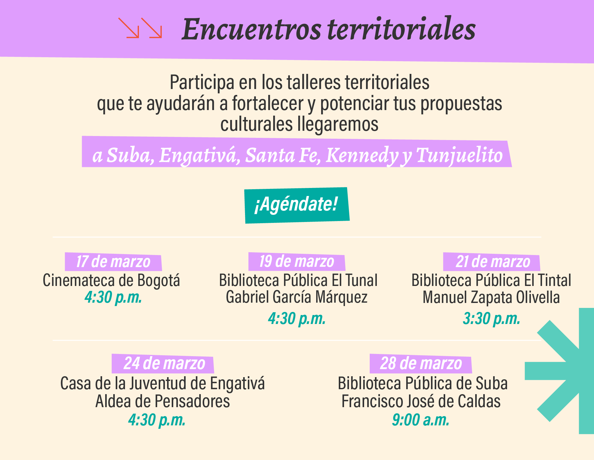 Encuentros territoriales: fechas, lugares y agenda.