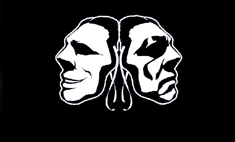 ilustración con dos rostros en blanco y negro