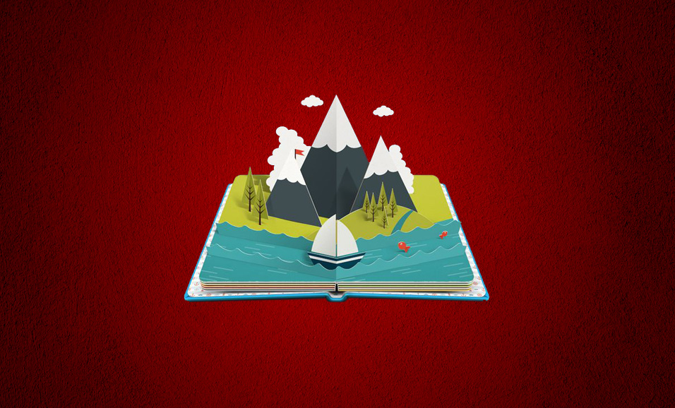 ilustración de un libro pop up abierto