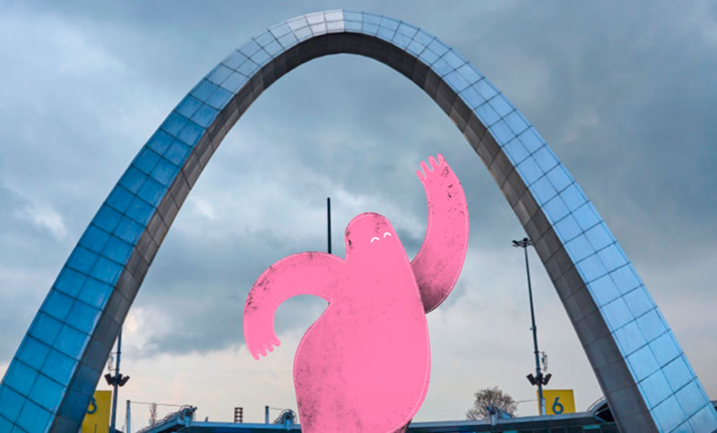 Ilustración imagen de BIbloRed y arco de Corferias