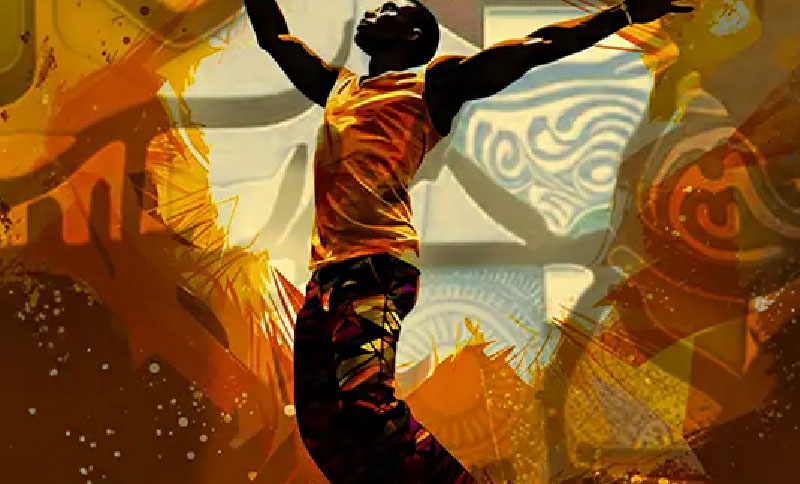 Hombre afrodescendiente saltando