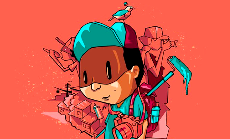 Ilustración de joven grafitero