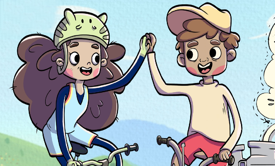 ilustración de una niña y un niño tomados de la mano
