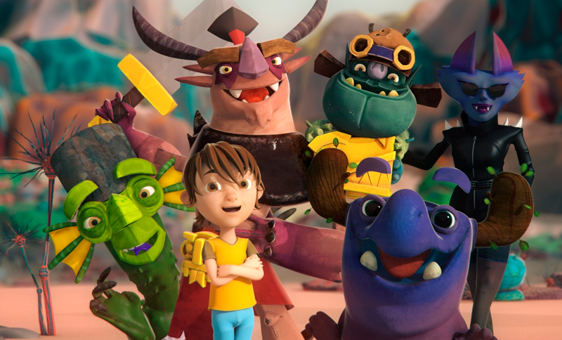 Ilustración de niños y monstruos