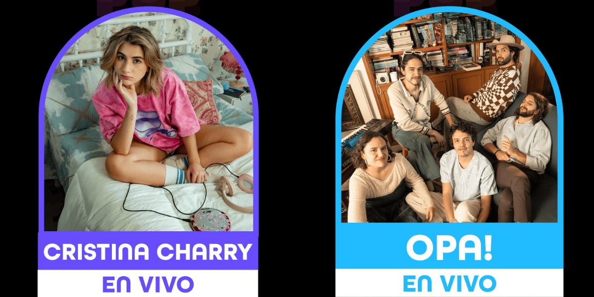 Imágenes de la solista Cristina Charry y del grupo musical Opa!
