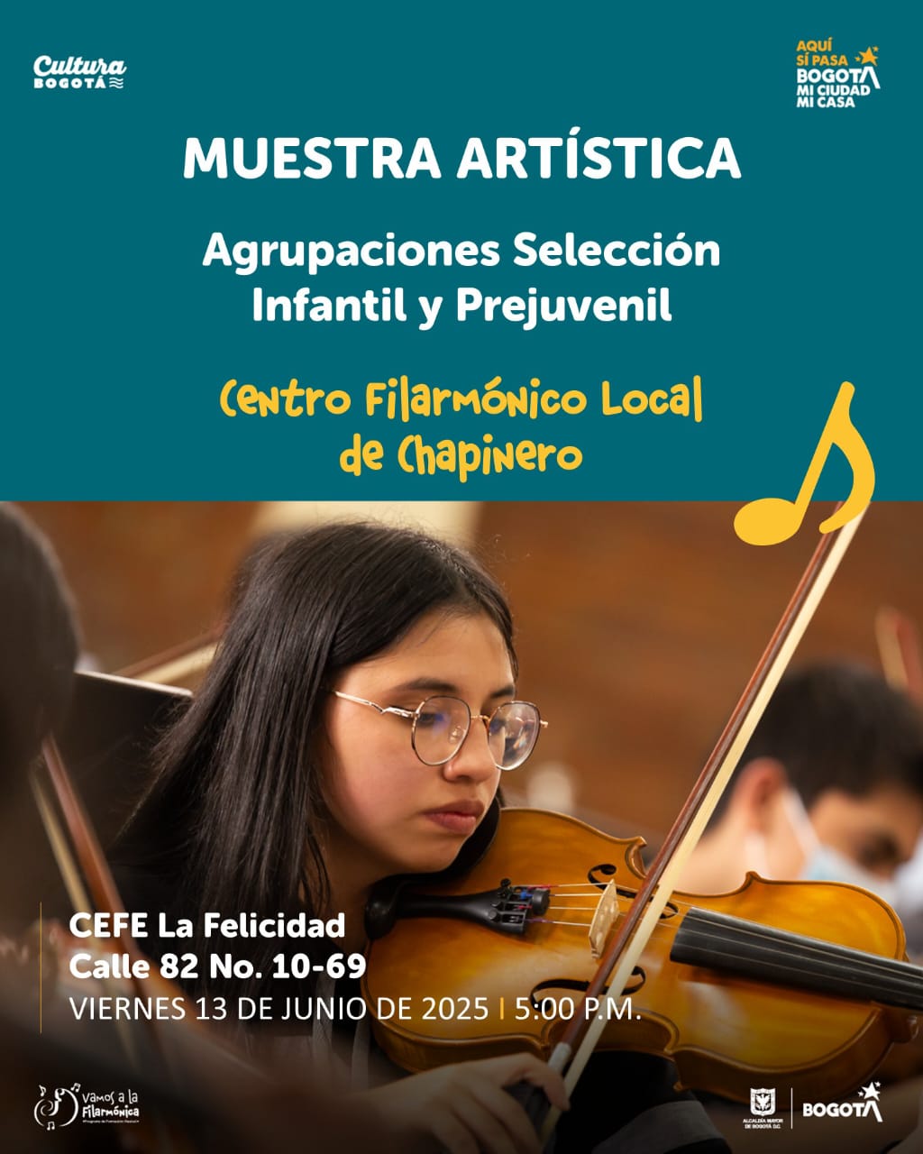 Afiche del Centro Filarmónico Local de Chapinero.