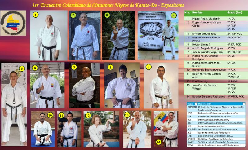 Flyer de participantes del Torneo de Karate-Do