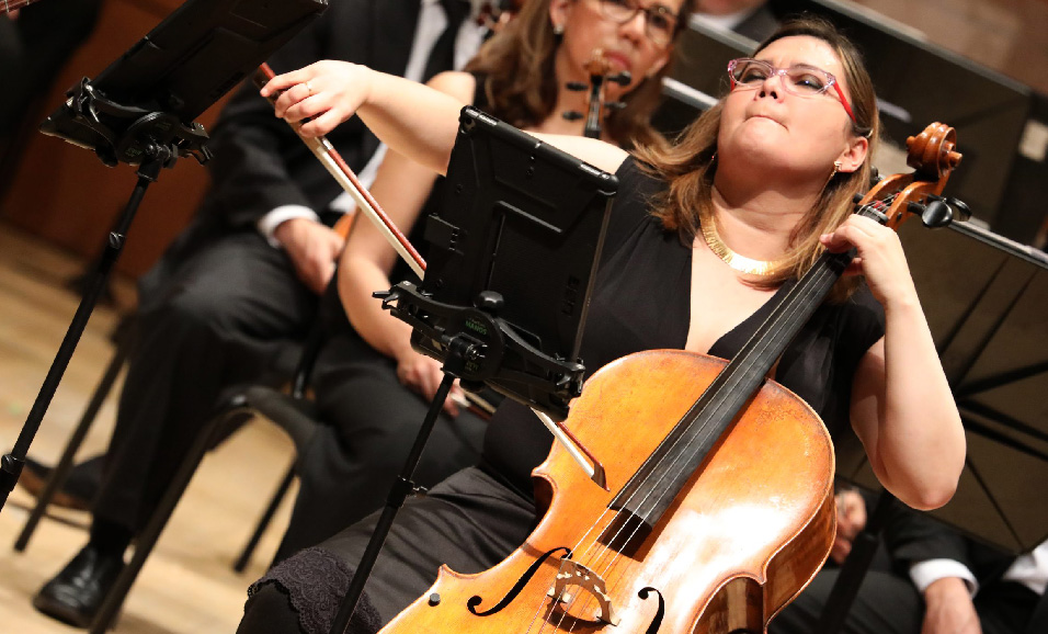 mujer tocando un instrumento musical