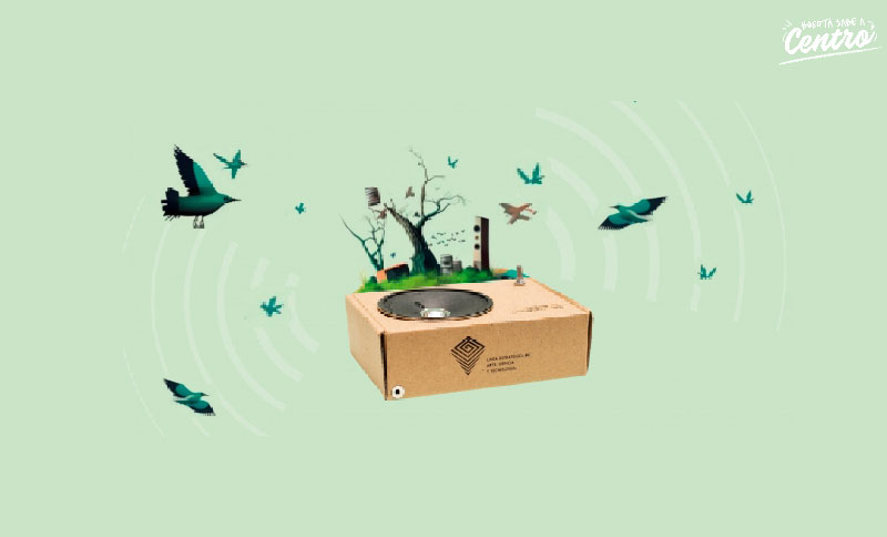 Ilustración de una caja y pájaros volando alrededor
