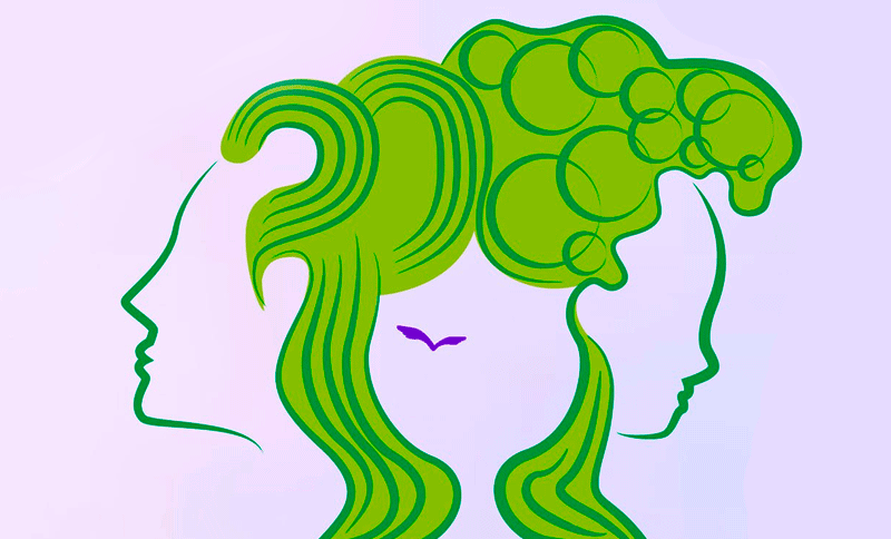 Ilustración rostro de perfil de dos mujeres