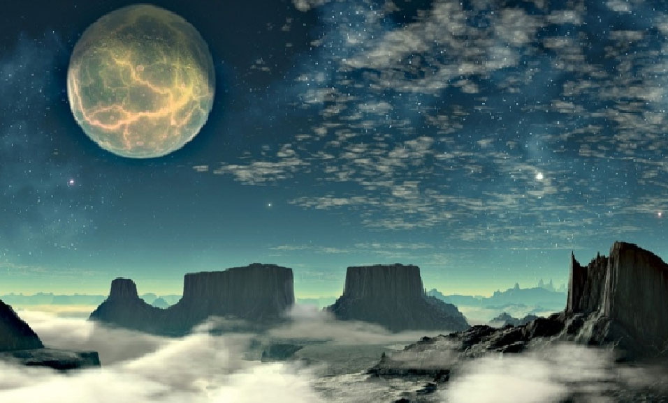 ilustración de la luna y la tierra