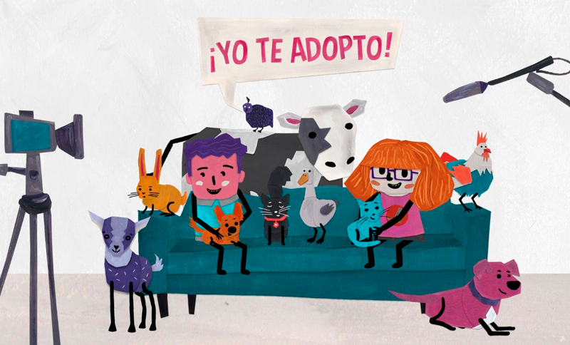 Ilustración de niño, niña y animales