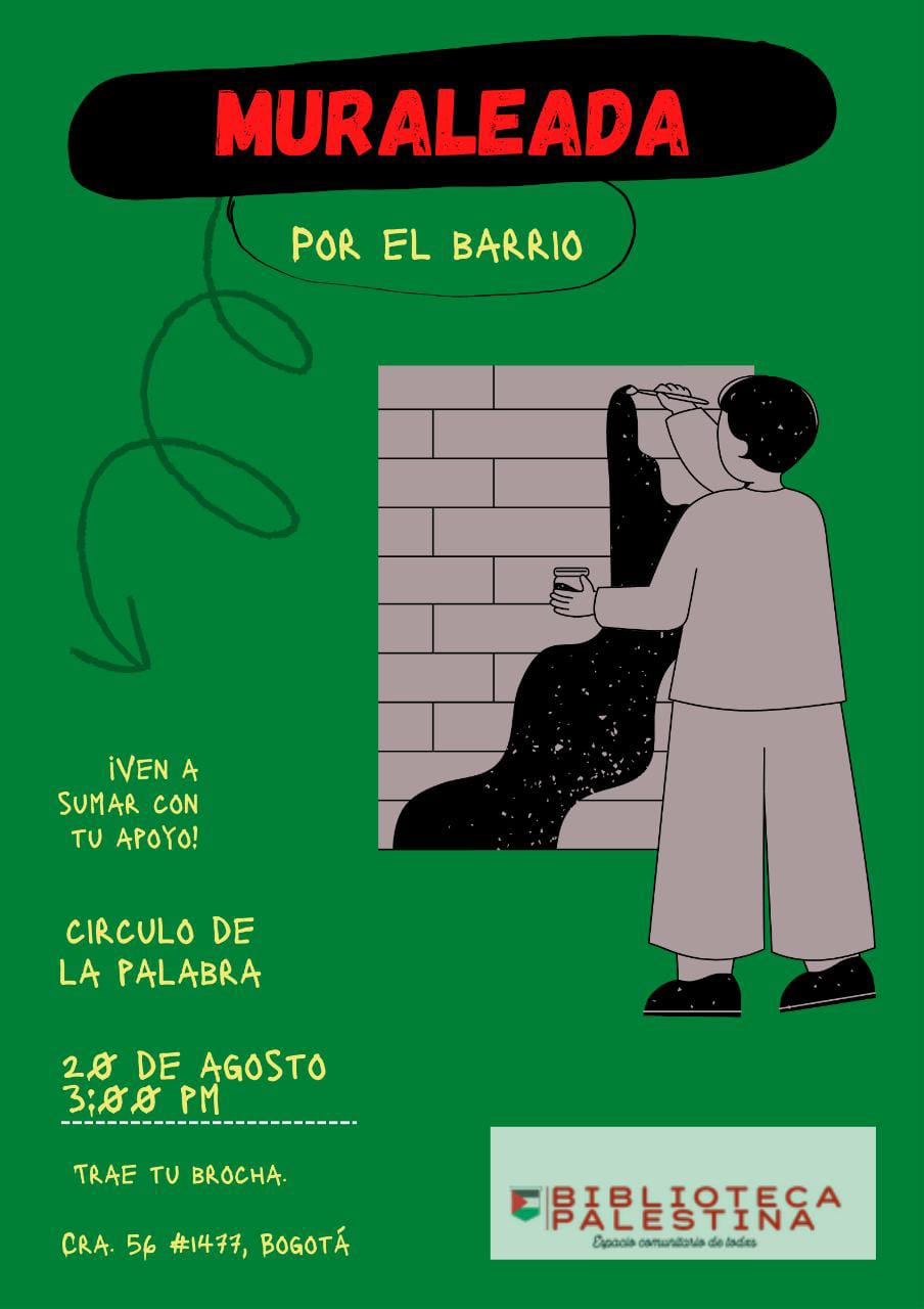 Flayer del evento que contiene al lado derecho de la pieza una ilustración de una persona pintando un muro  y, en la parte media -inferior-izquierda la información del evento