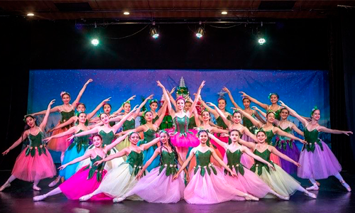 grupo de mujeres de ballet en un escenario