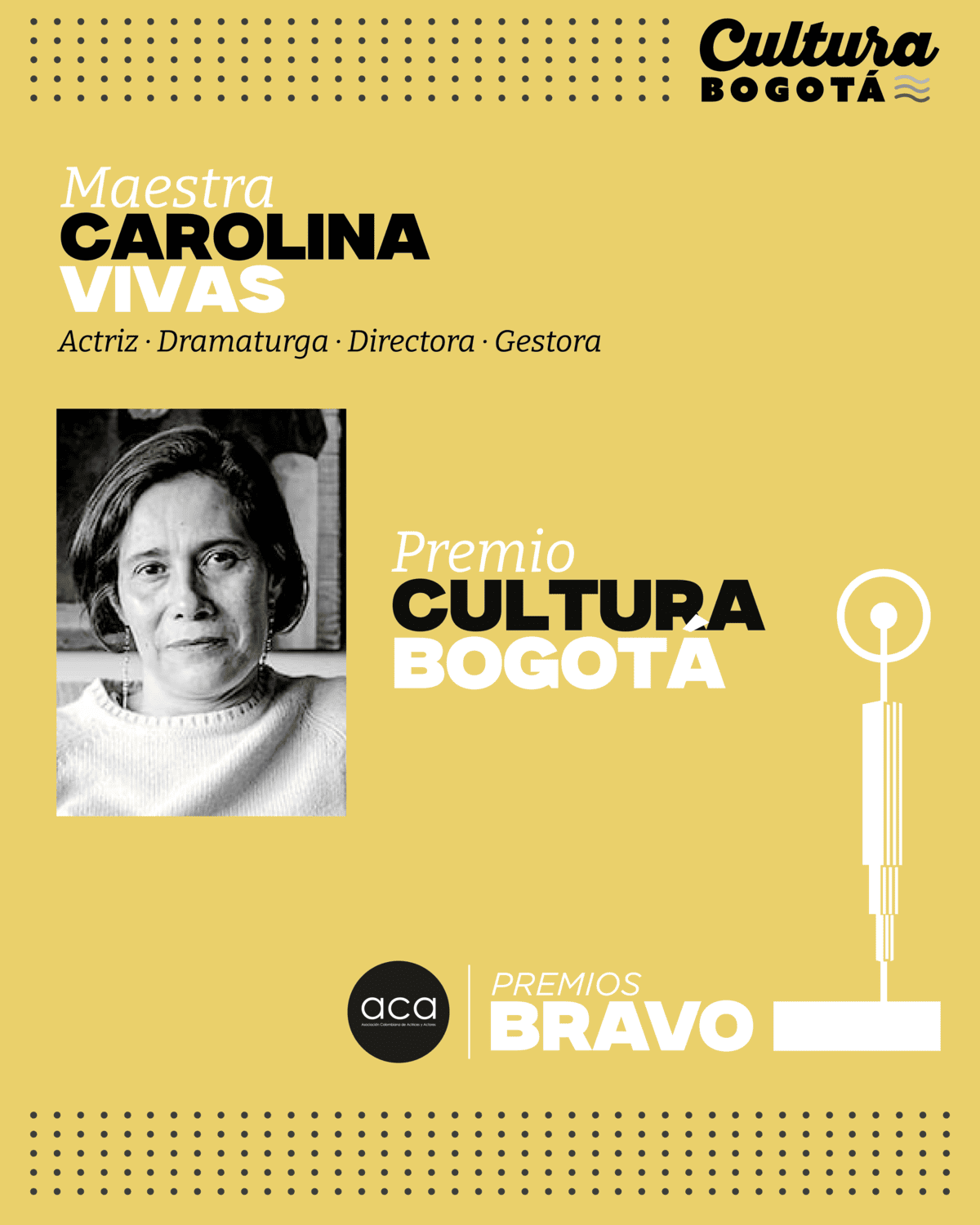 Premio Cultura Bogotá a Carolina Vivas