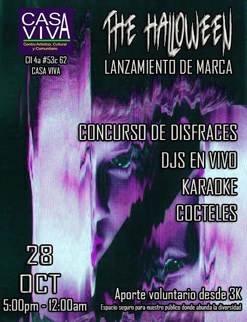 Flyer del evento. Cuenta con una foto de fondo distorcionada de un rosto y la información del evento.