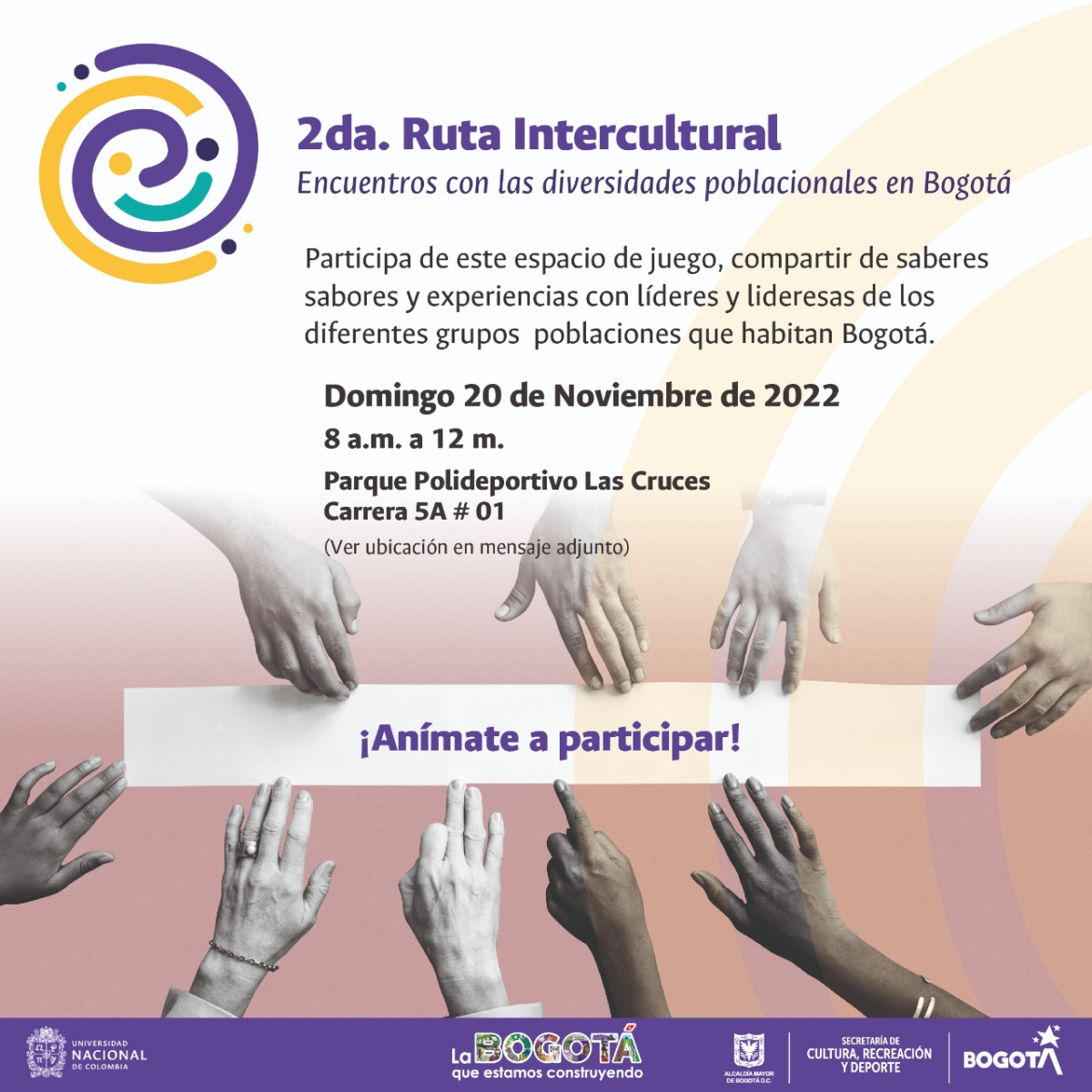 Pieza gráfica del evento de la 2da. Ruta Intercultural de la diversidad poblacional de Bogotá