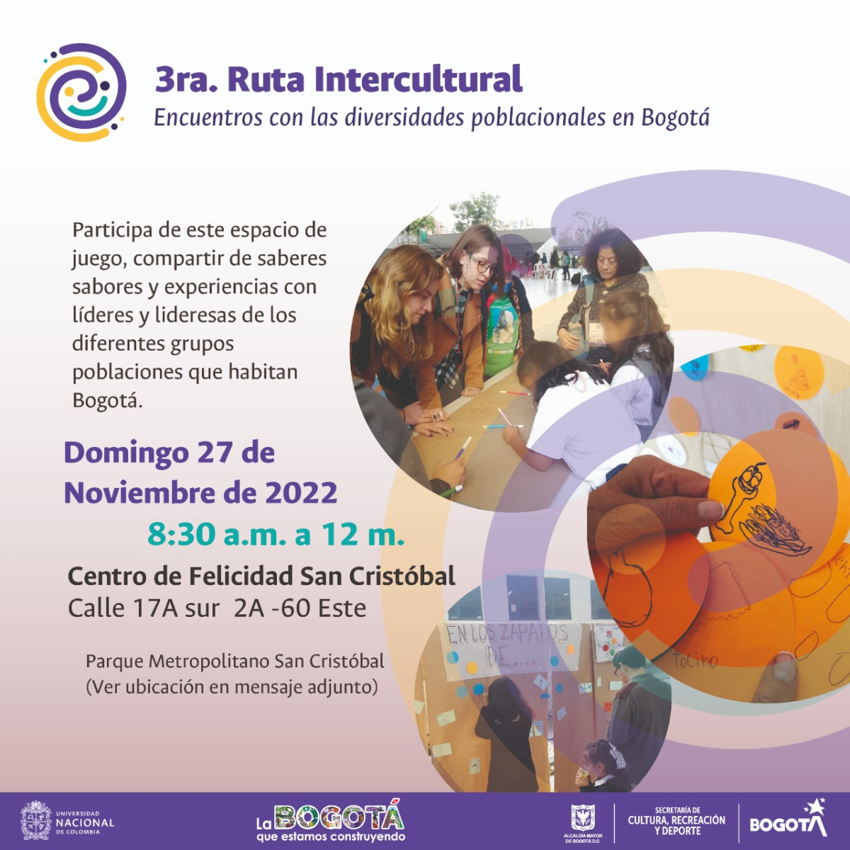Pieza gráfica del evento de la 3ra. Ruta Intercultural de la diversidad poblacional de Bogotá