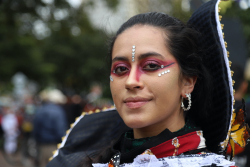 Cara de artista de comparsa maquillada