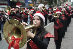 artistas en desfile navideño