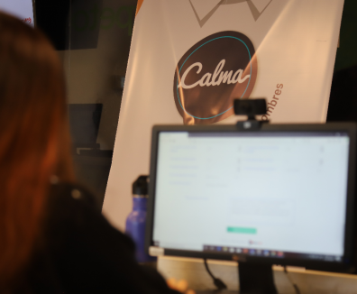 Mujer trabajando frente a un computador