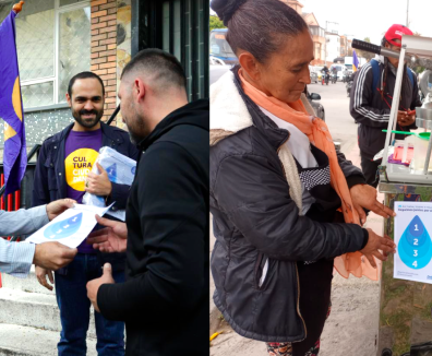 Collage fotos ciudadanía con afiche de la campaña Juntos por el Agua