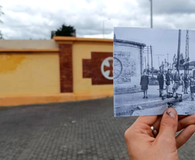 Fachada ahora vs antes Cementerio central