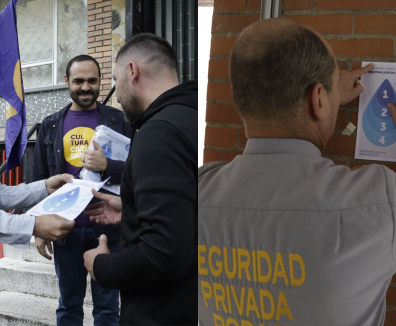 Collage de fotos de entrega de afiches Juntos por el Agua