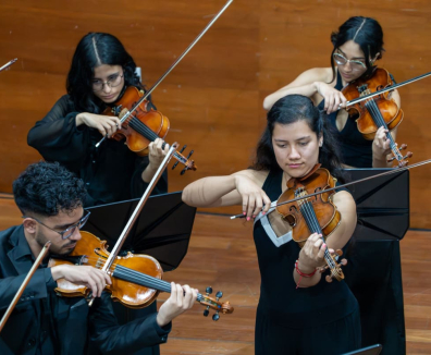 personas interpretando el violín