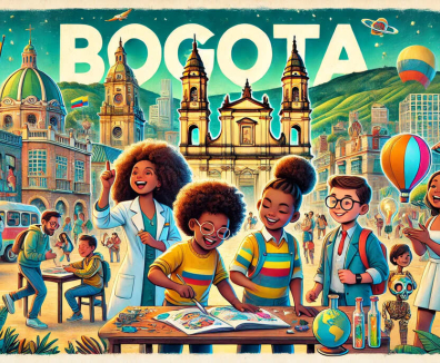 Niños y niñas disfrutando de actividades culturales en Bogotá