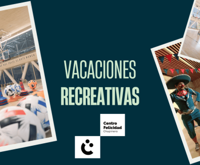 Imagen con texto "Vacaciones Recreativas" y fotografías de actividades