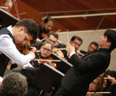músicos interpretando el violín