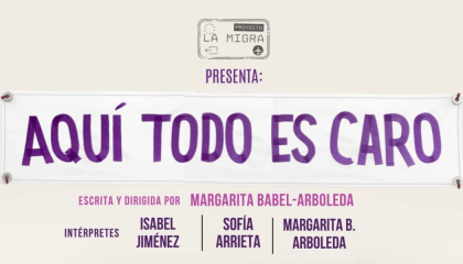 Letrero de la obra aquí todo es caro