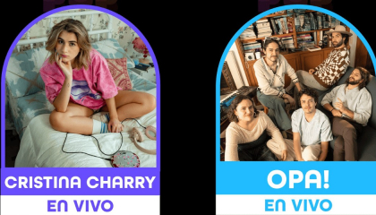 Imágenes de la solista Cristina Charry y del grupo musical Opa!