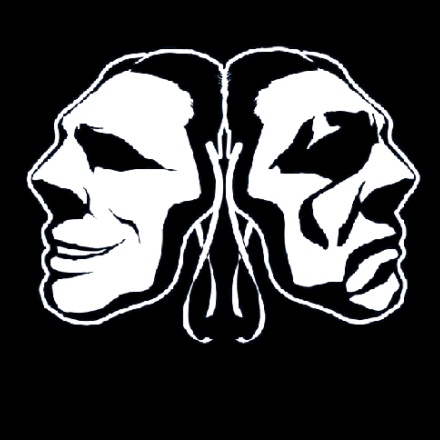 ilustración con dos rostros en blanco y negro