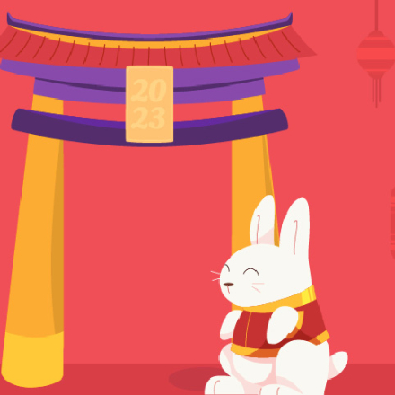 ilustración de conejo en un escenario de la cultura china