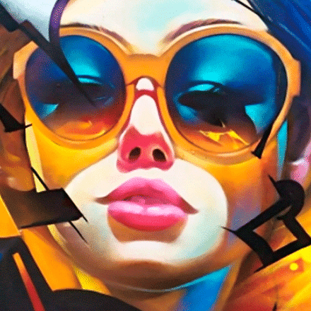 Grafiti de una mujer con gafas