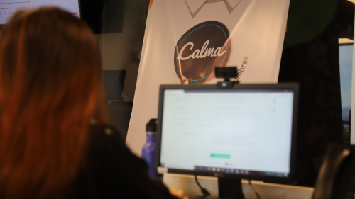 Mujer trabajando frente a un computador