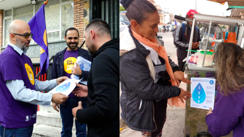 Collage fotos ciudadanía con afiche de la campaña Juntos por el Agua