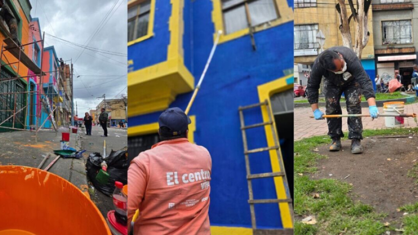 personas en jornada de pintura en espacio público